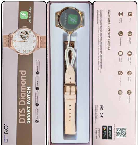 Montre intelligente connectée avec une finition dorée magnifique