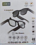Lunettes AIMB-G1 avec caméra 8 MP, vidéo 1080p, flash, IA/ChatGPT, traduction via appli, Wi-Fi, Bluetooth, commandes tactiles, audio Hi-Fi, appels mains-libres, détection de port, charge magnétique