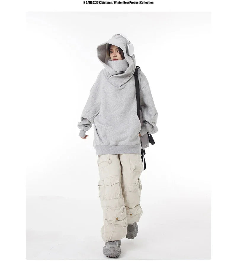 Sweat à capuche à col roulé vintage pour hommes et femmes.