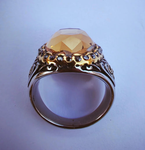 Bague citrine homme en acier inoxydable, design turc.