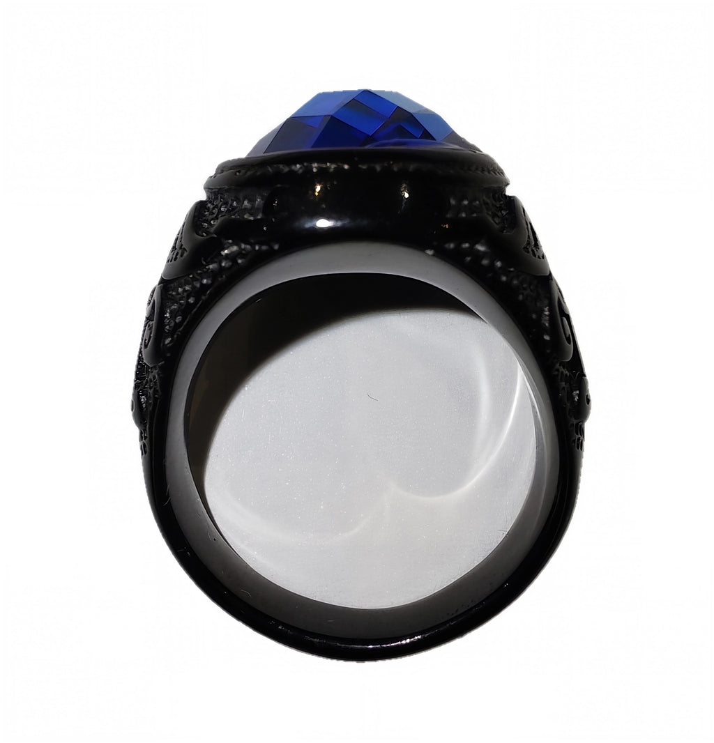 Bague de prestige turquoise en acier inoxydable