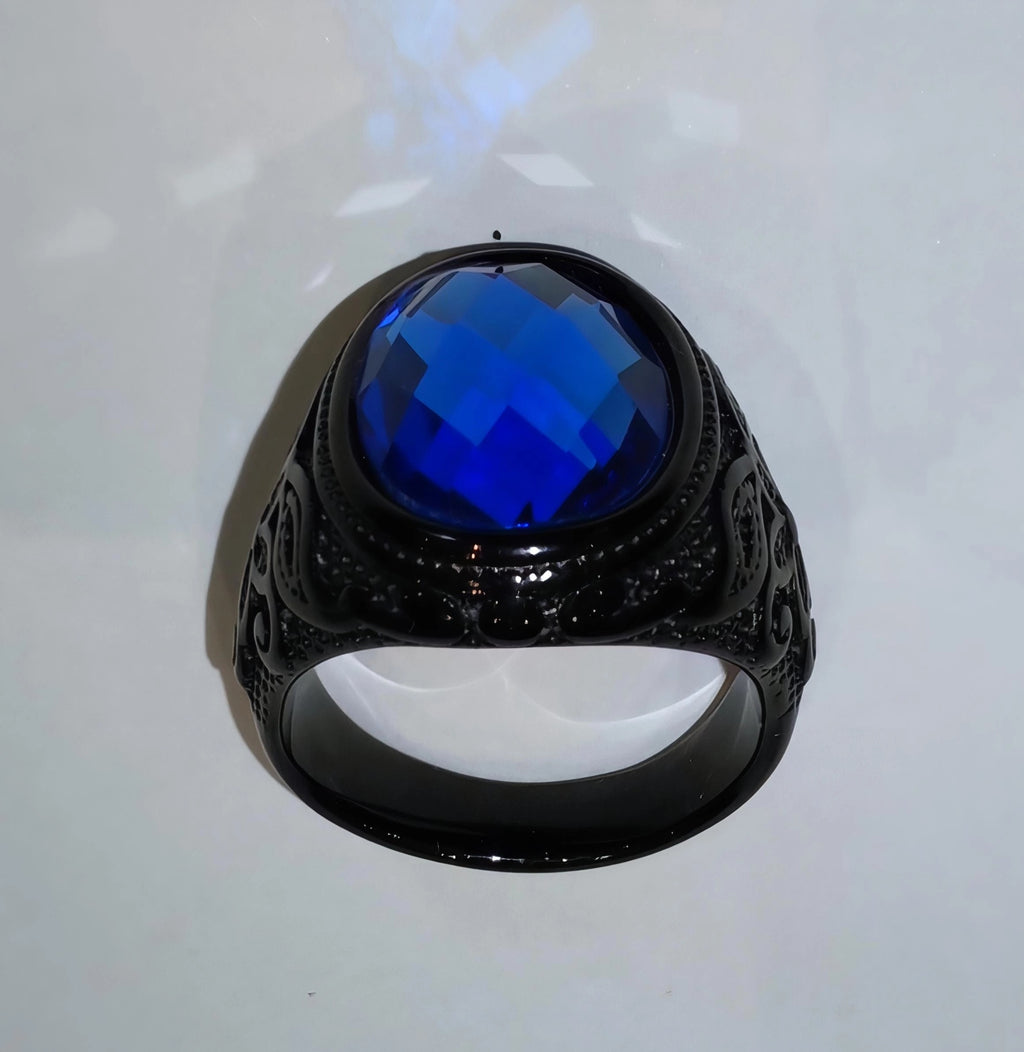 Bague de prestige turquoise en acier inoxydable
