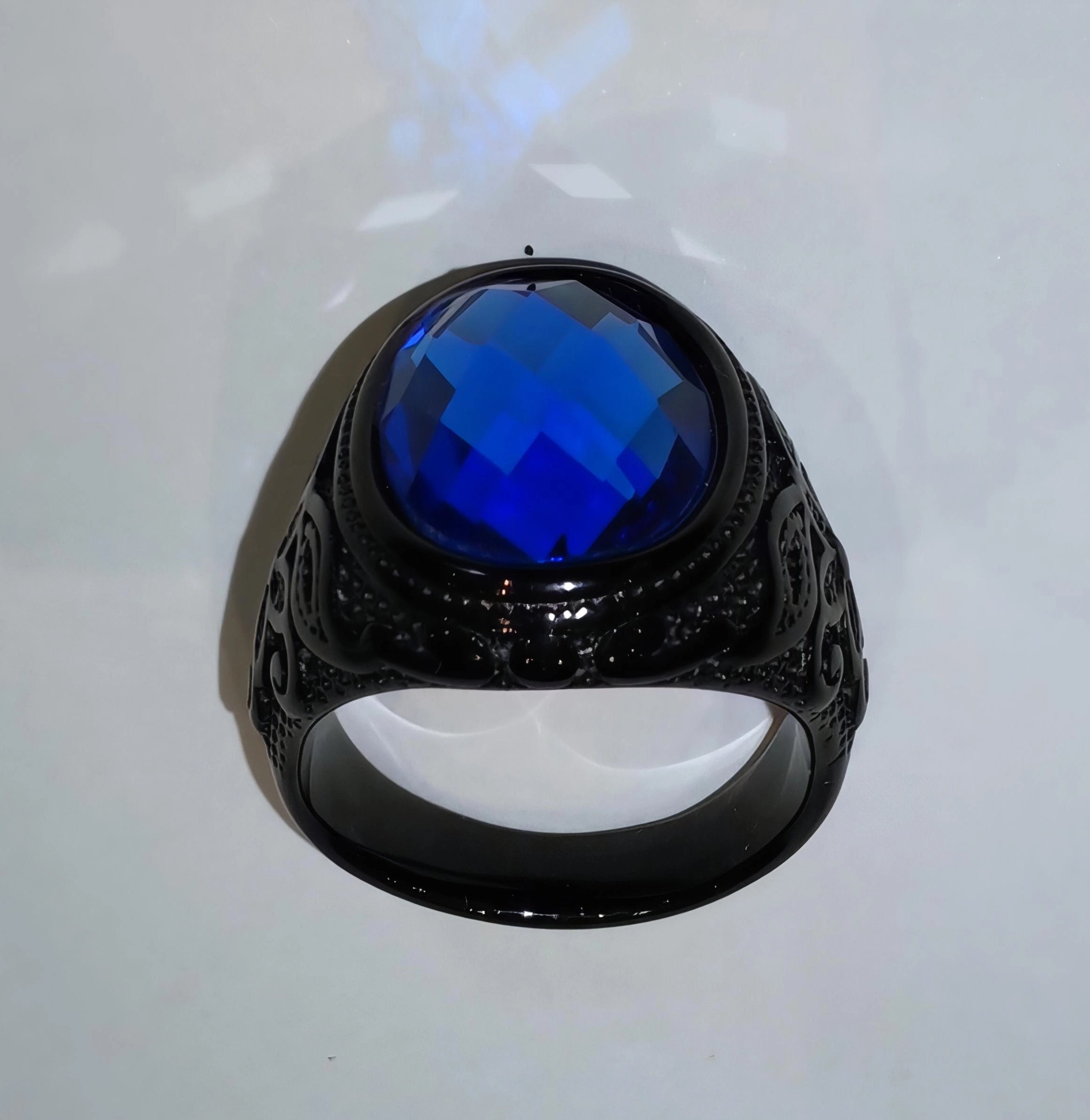 Bague de prestige turquoise en acier inoxydable